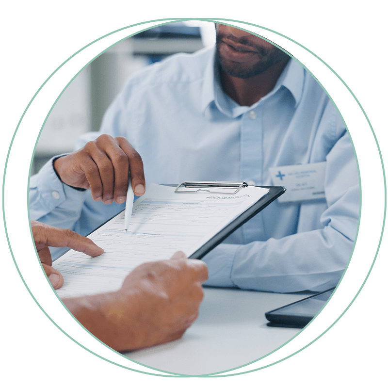 person with insurance papers